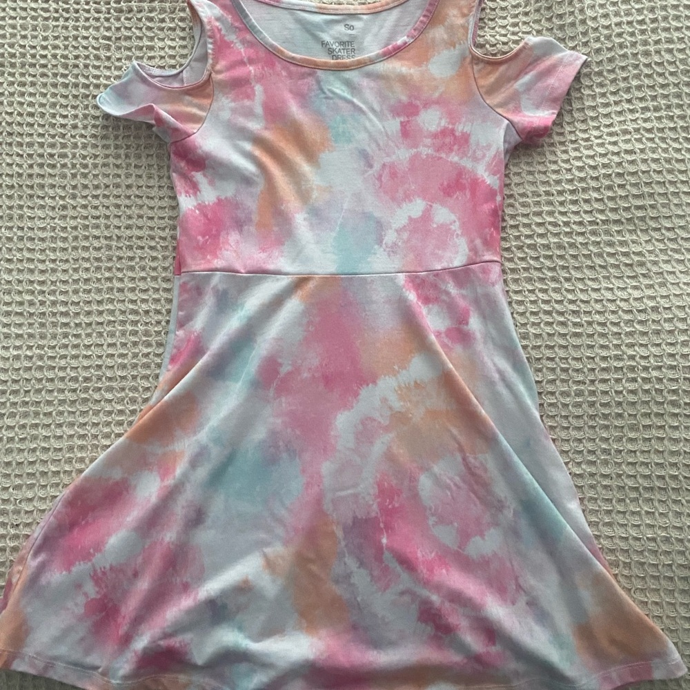 SO Pink and Blue Tie-Dye Kids Dress